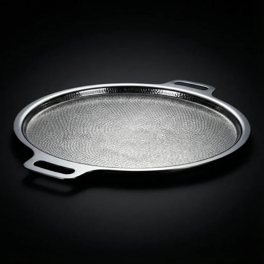 Bleffy™ | Plancha de pizza de acero titanio – acabado martillado