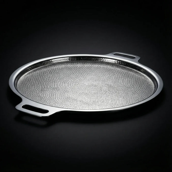 Bleffy™ | Plancha de pizza de acero titanio – acabado martillado