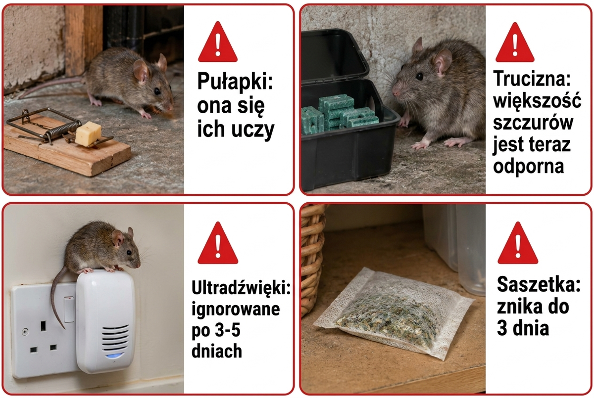 4 metody, które zawodzą: pułapki, trutka, ultradźwięki, saszetka