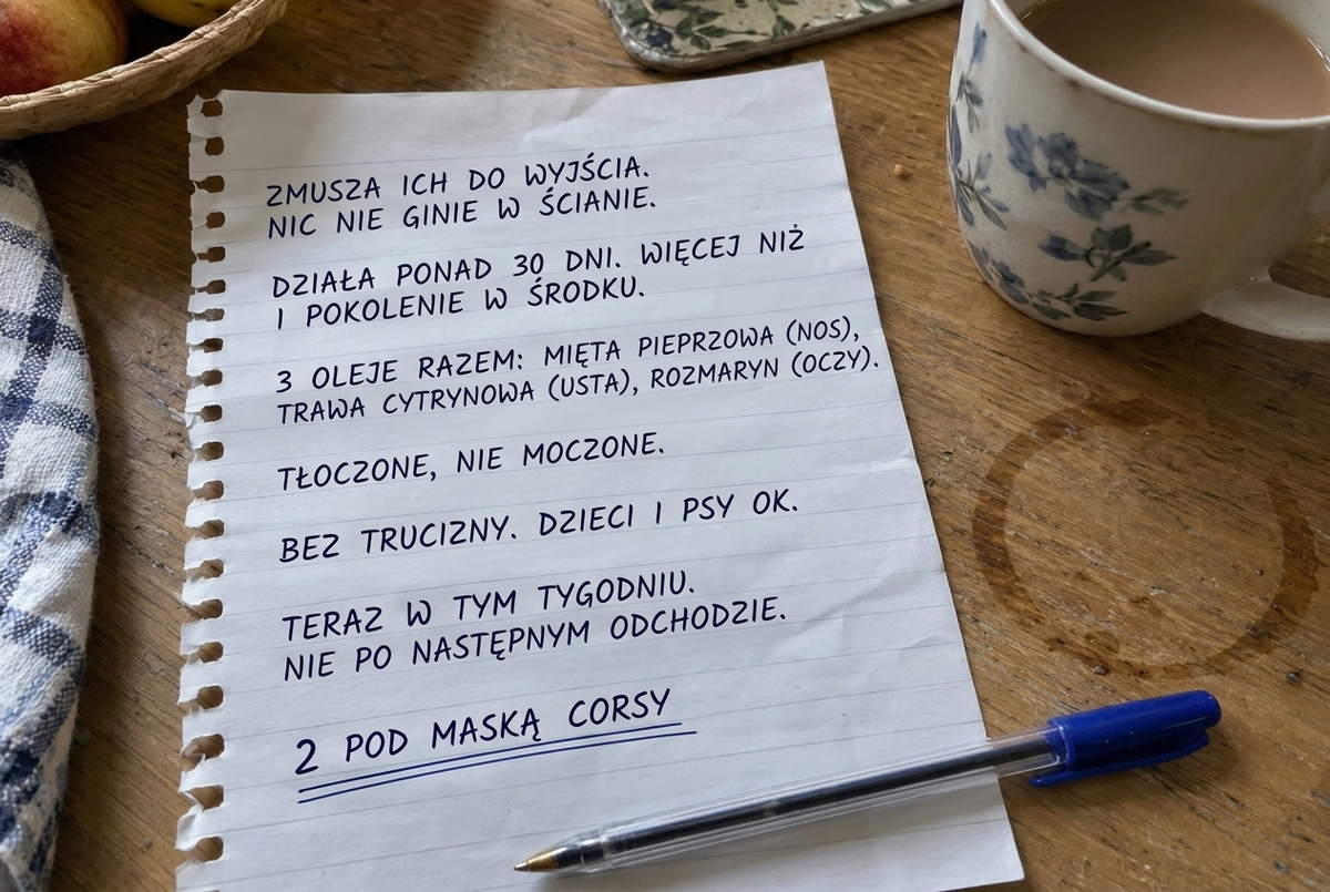 Odręczna lista Marka na kartce z notesu
