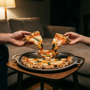 Bleffy™ | Plancha de pizza de acero titanio – acabado martillado